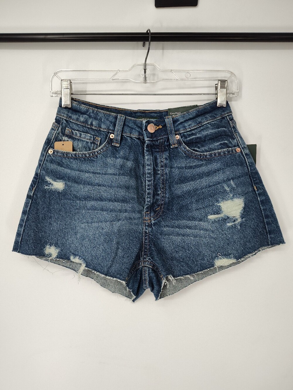 NWT wild fable Women's Distressed Dark Blue High-Rise Denim Shorts Size 2
